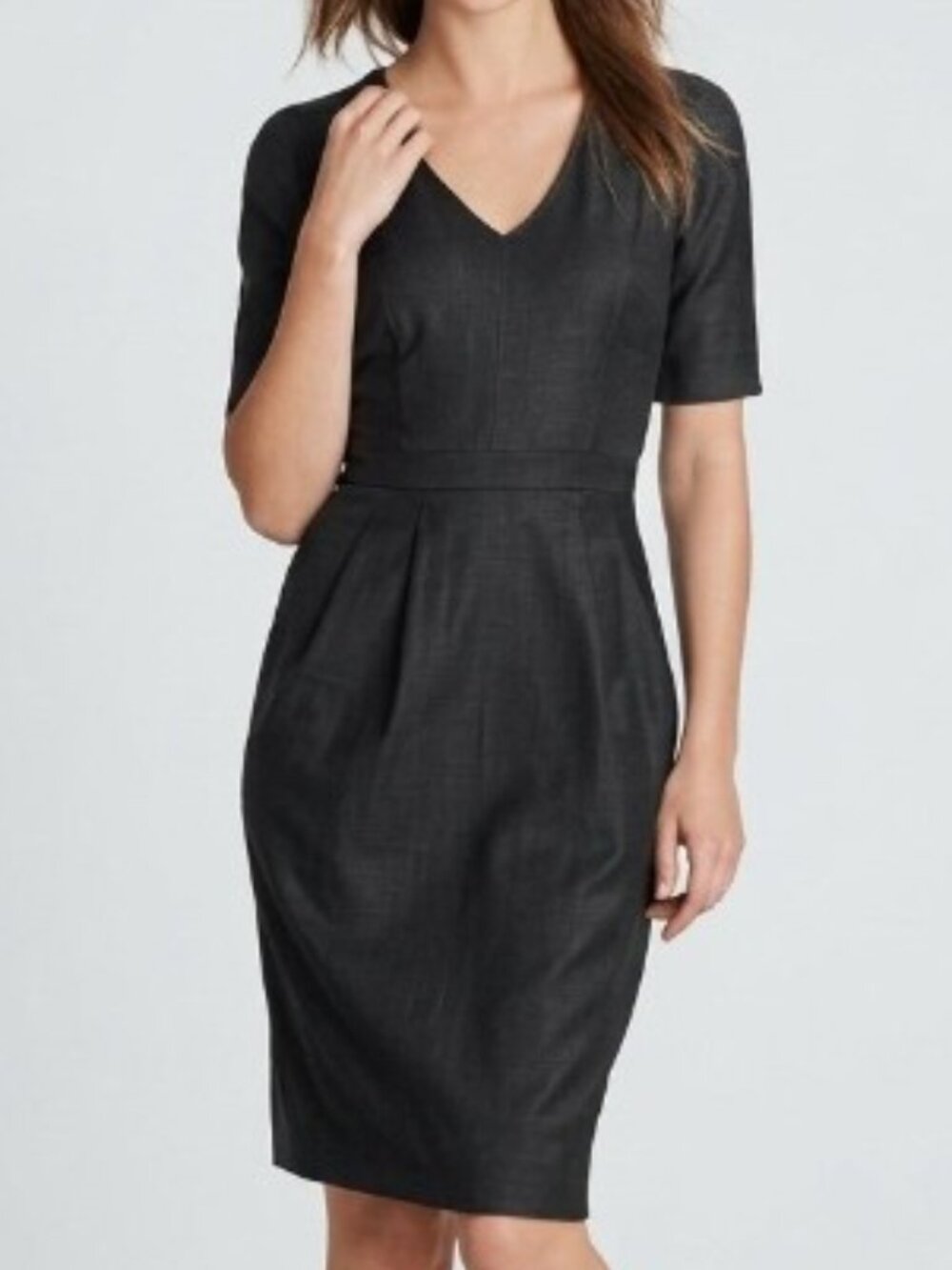 J.Crew Memo Dress Super 120s Wool V-Neck Sheath Dress Size 6